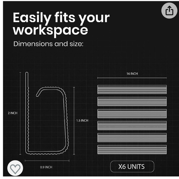 EVEO Cable Management Under Desk Kit (96'' J Channel 6X16in) BLACK - Picture 3 of 6